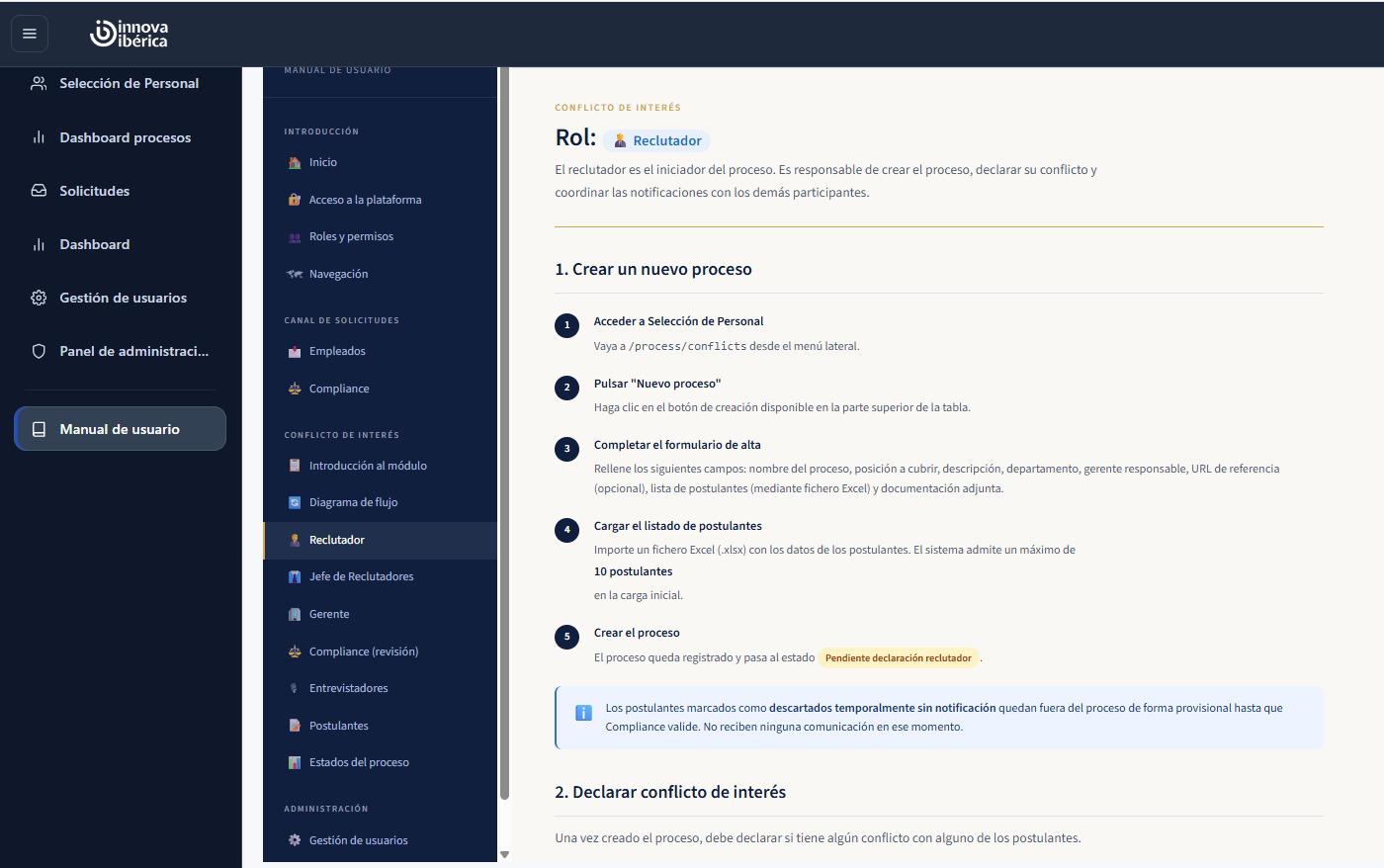 Vista 4 de Innova Check, soporte normativo y reporting interno